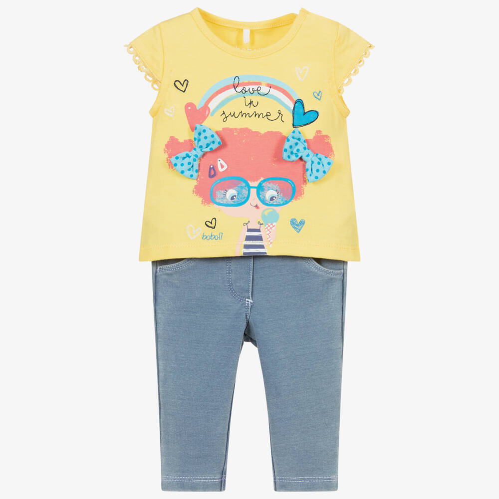 Boboli-Брючный комплект желтого и синего цвета | Childrensalon Outlet