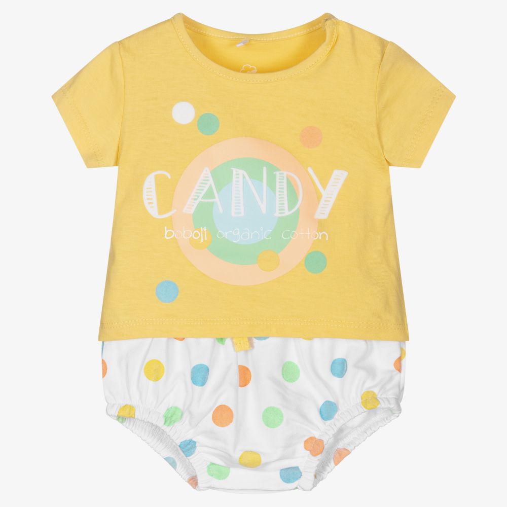 Boboli - Yellow Cotton Baby Shorts Set | Childrensalon