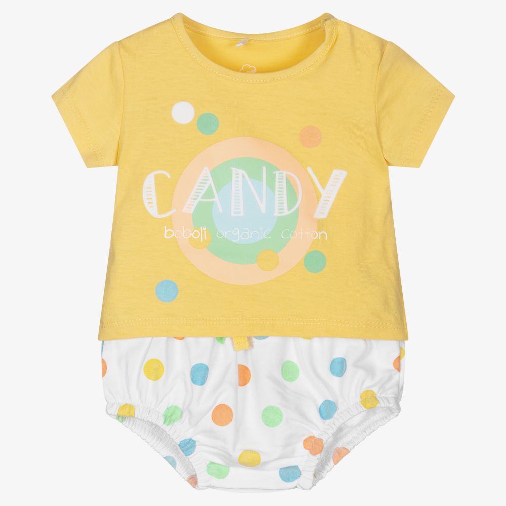 Boboli-Yellow Cotton Baby Shorts Set | Childrensalon Outlet