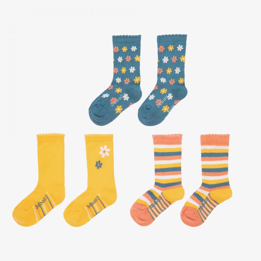 Boboli-Yellow Cotton Socks (3 Pack) | Childrensalon Outlet