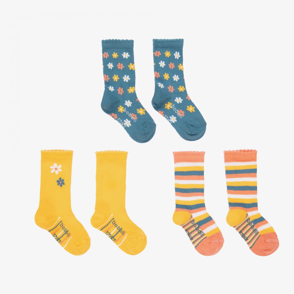 Boboli - Chaussettes jaunes en coton (3 paires) | Childrensalon