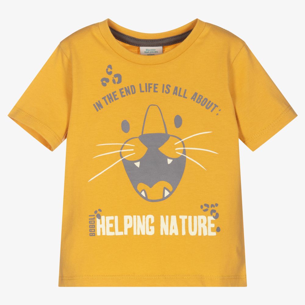 Boboli - Yellow Cotton Tiger T-Shirt | Childrensalon