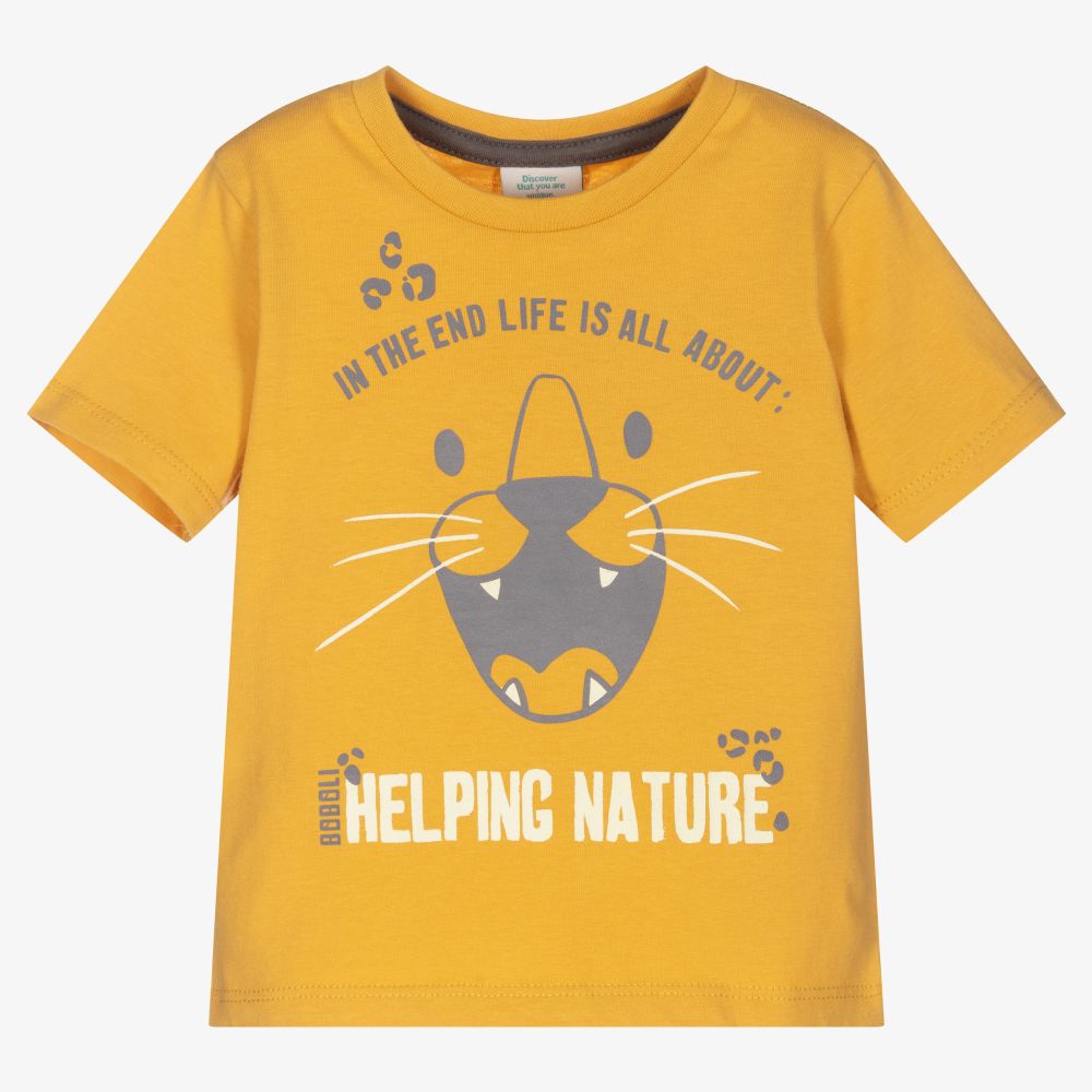 Boboli - T-shirt jaune en coton Tigre | Childrensalon