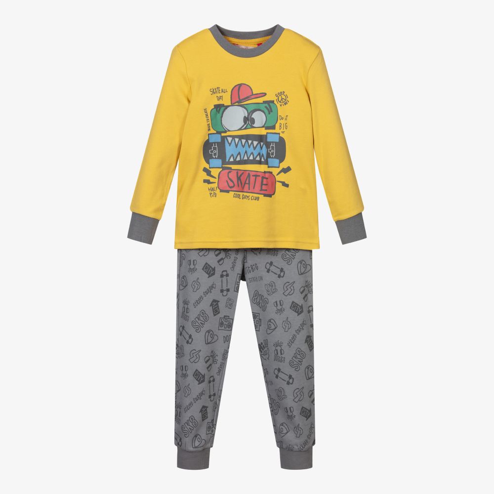 Boboli-Желто-серая хлопковая пижама | Childrensalon Outlet