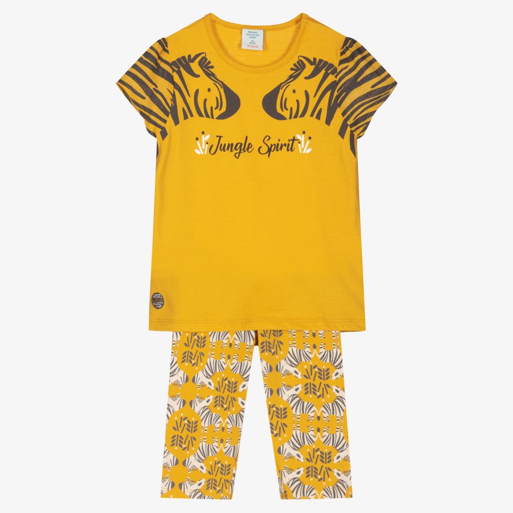 Boboli - Желтая футболка с зебрами и легинсы | Childrensalon