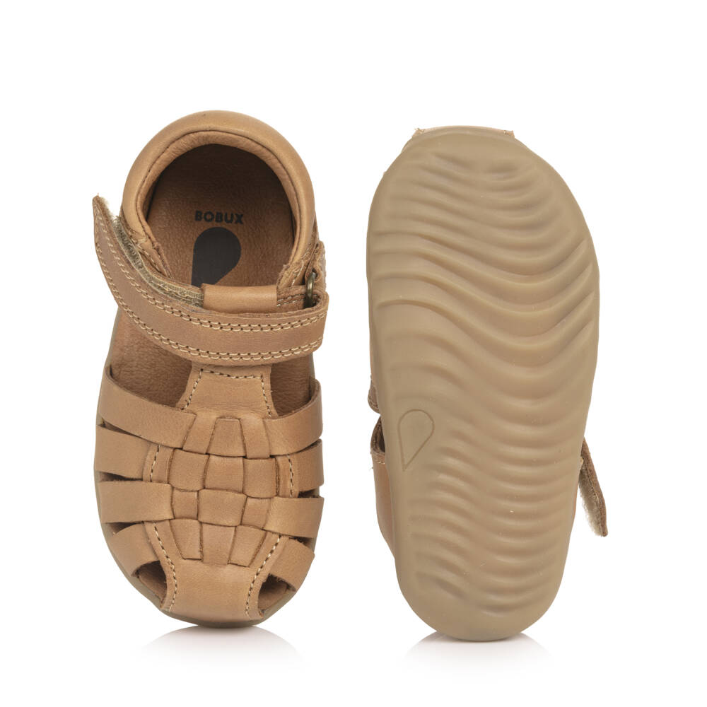 Bobux Step Up-Baby Boys Brown Leather First Walker Sandals | Childrensalon Outlet