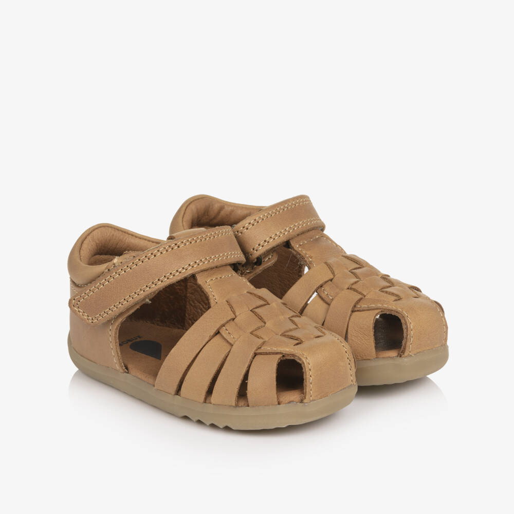 Bobux Step Up-Baby Boys Brown Leather First Walker Sandals | Childrensalon Outlet