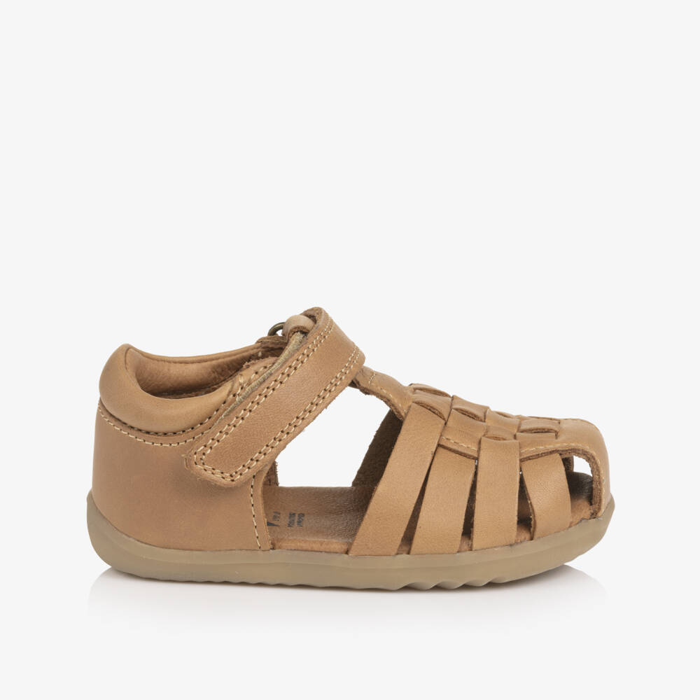 Bobux Step Up-Baby Boys Brown Leather First Walker Sandals | Childrensalon Outlet