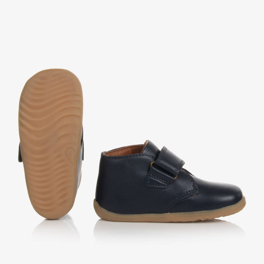 Bobux-Baby Boys Navy Blue Leather Desert Boots | Childrensalon Outlet