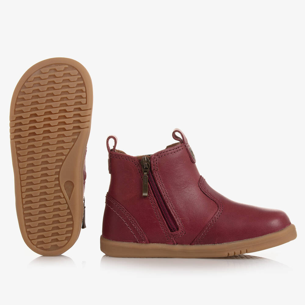 Bobux-Baby Girls Burgundy Red Leather Chelsea Boots | Childrensalon Outlet