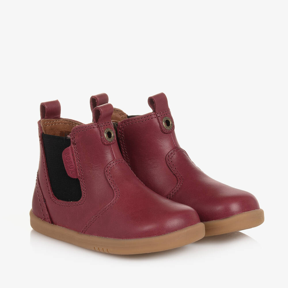 Bobux-Baby Girls Burgundy Red Leather Chelsea Boots | Childrensalon Outlet