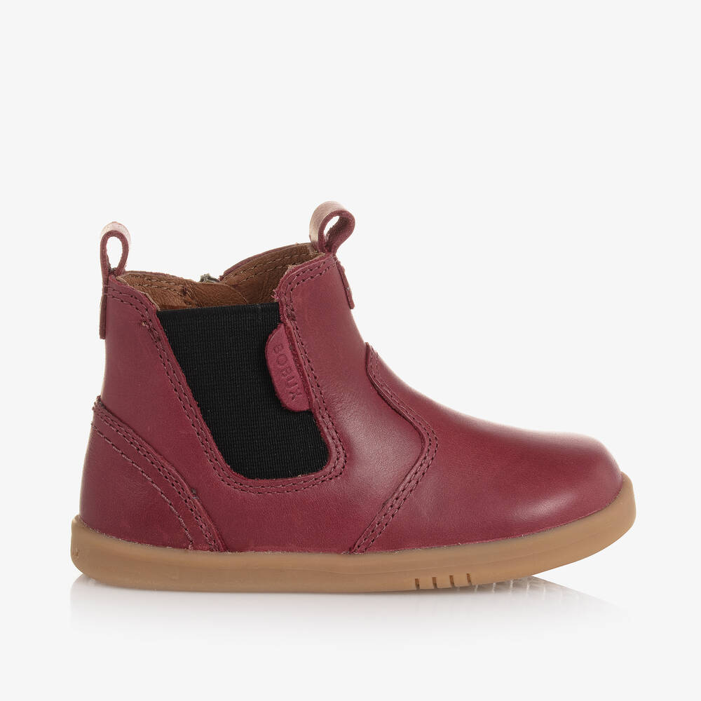 Bobux-Baby Girls Burgundy Red Leather Chelsea Boots | Childrensalon Outlet