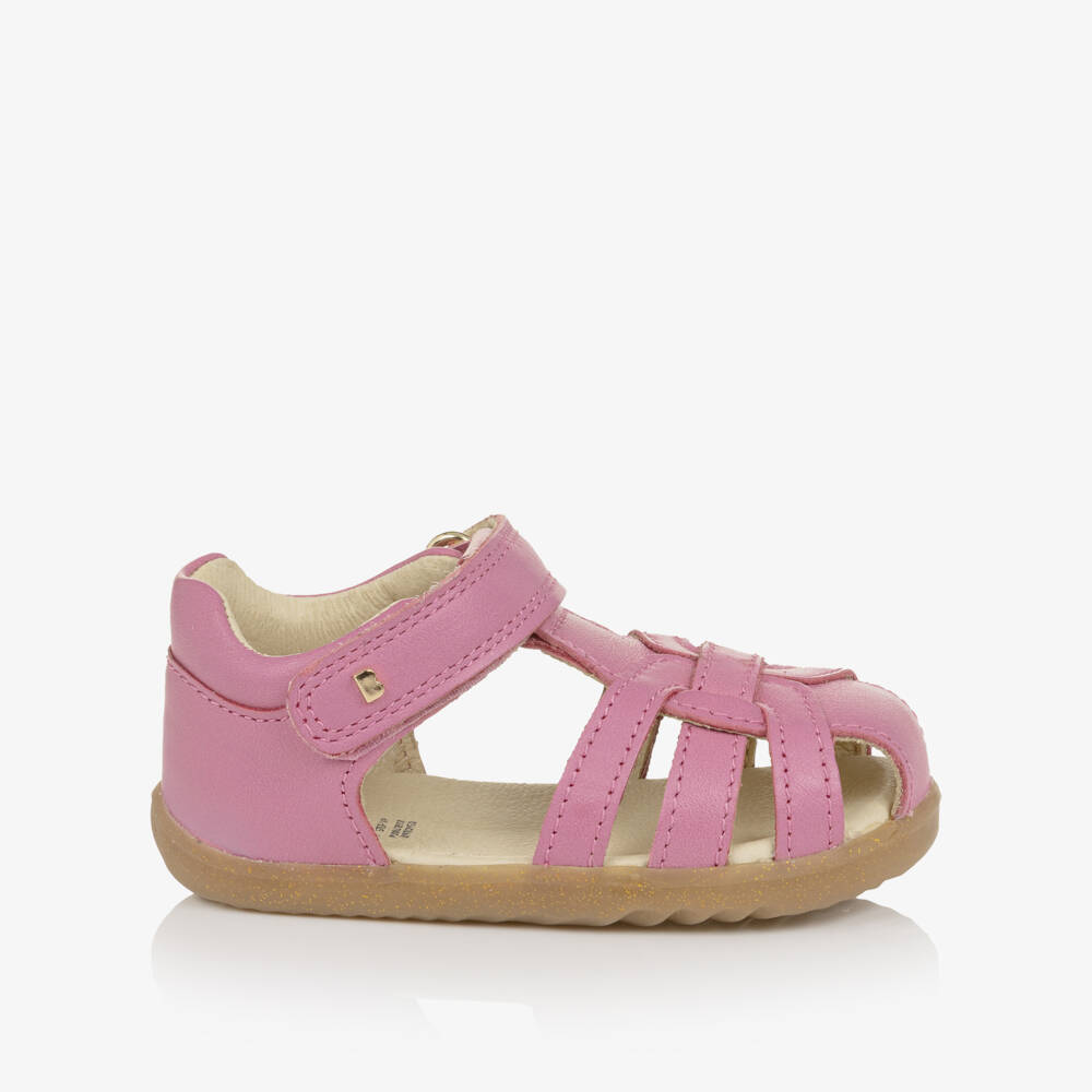 Bobux Step Up-Baby Girls Pink Leather Strappy First Walker Sandals | Childrensalon Outlet