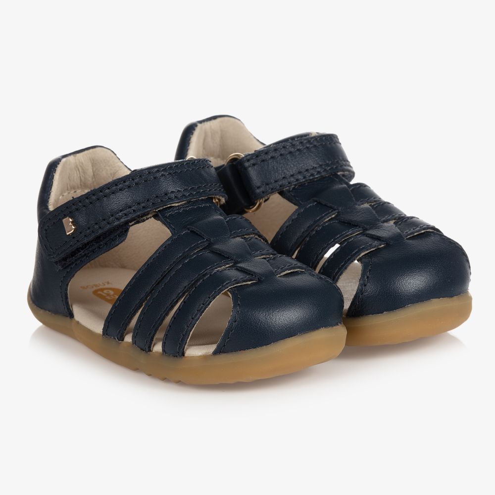 Bobux Step Up - Baby Navy Blue Leather Sandals | Childrensalon