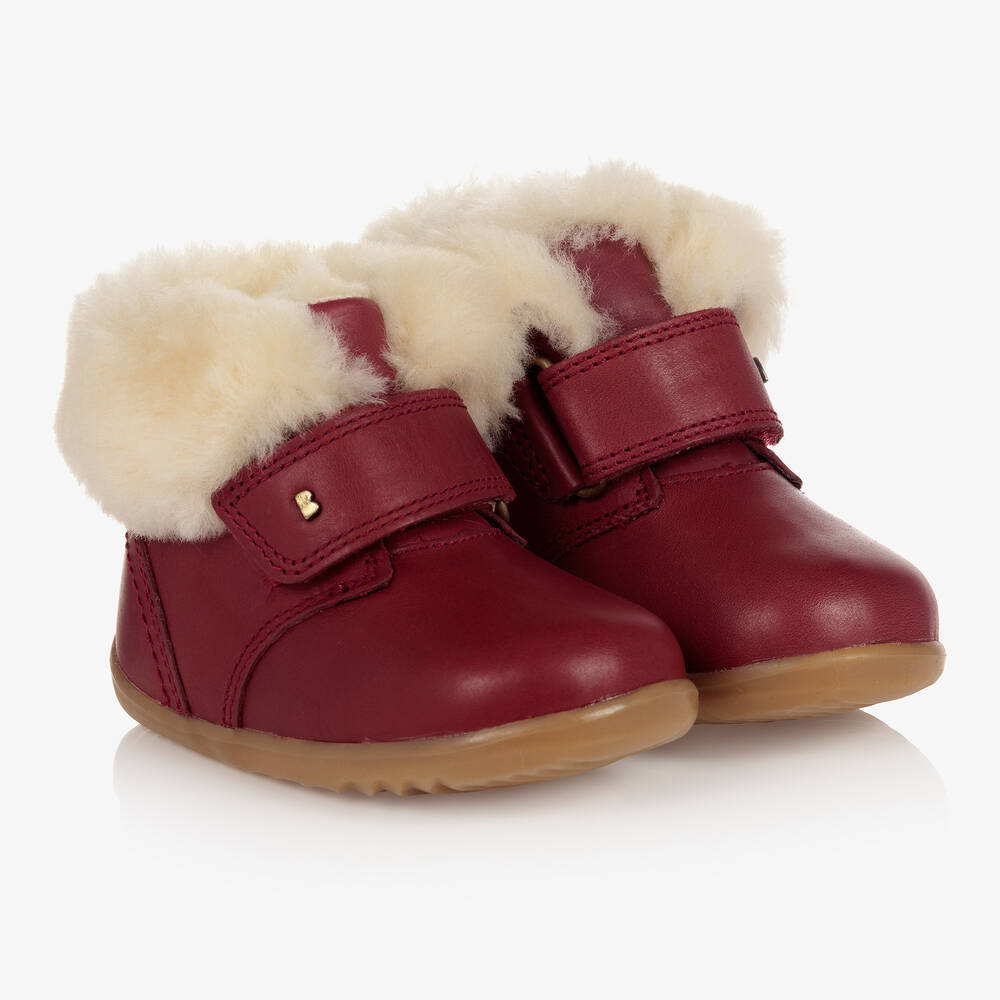 Bobux Step Up - Красные кожаные ботинки для малышей  | Childrensalon