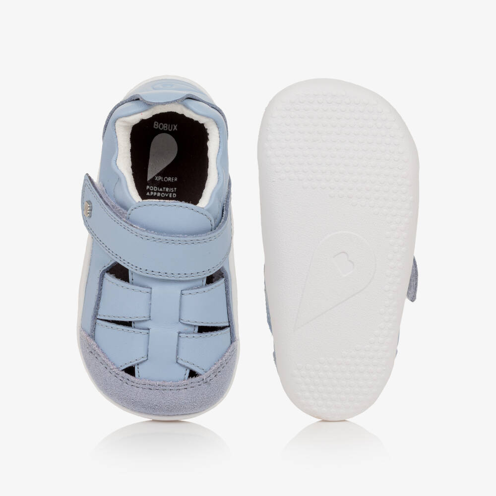 Bobux Xplorer-Baby Sky Blue Leather First Walker Sandals | Childrensalon Outlet