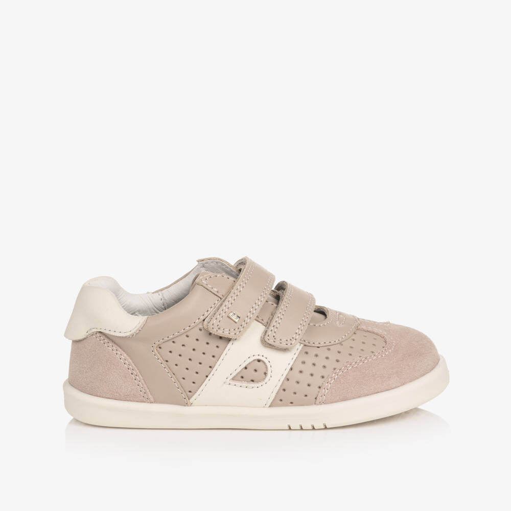 Bobux IWalk-Beige & Ivory Suede & Leather Trainers | Childrensalon Outlet