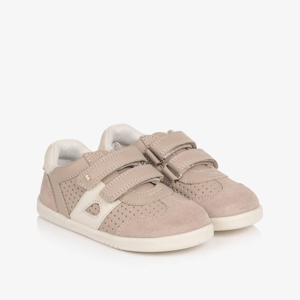 Bobux IWalk-Beige & Ivory Suede & Leather Trainers | Childrensalon Outlet