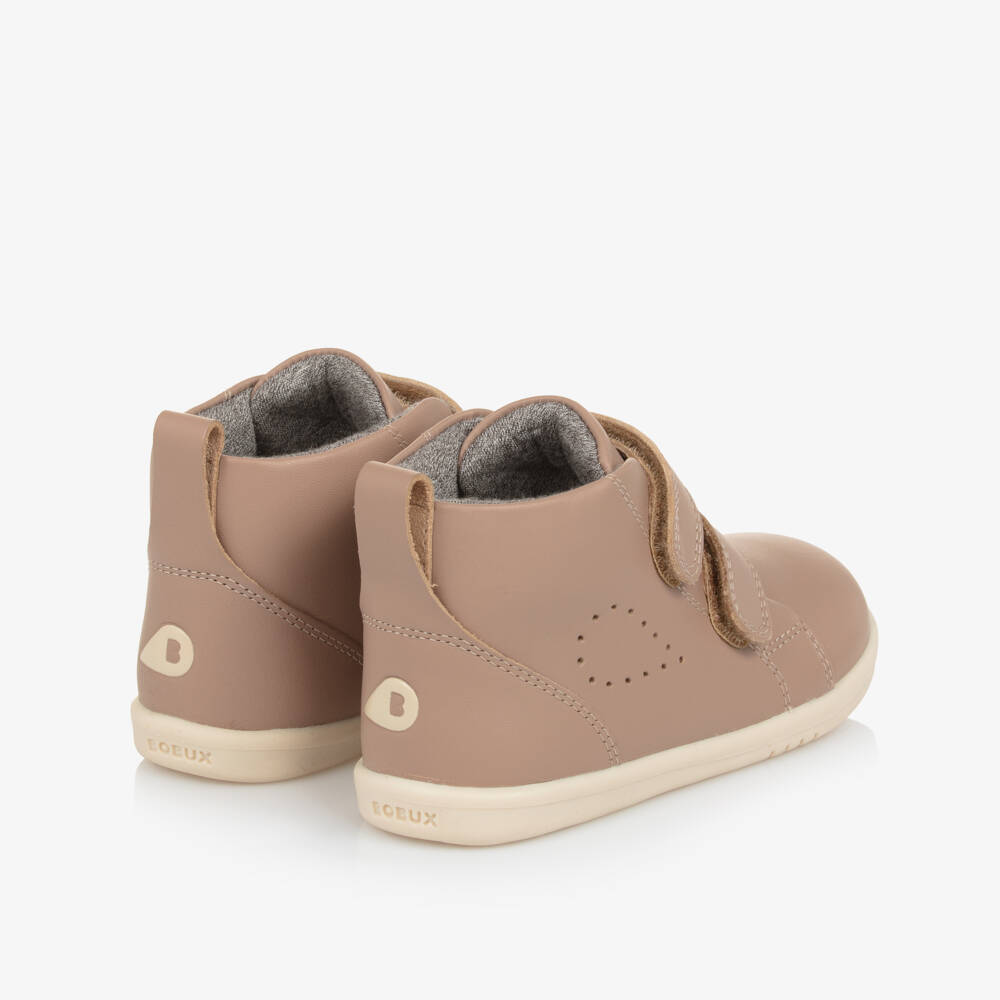 Bobux IWalk-Beige Leather IWalk High Top Trainers | Childrensalon Outlet