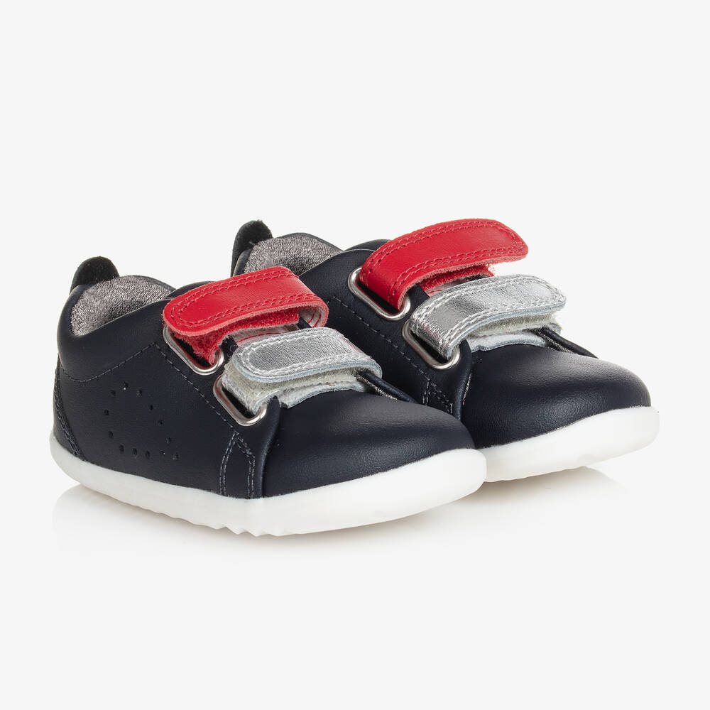 Bobux - Blue Leather First Walker Baby Trainers | Childrensalon