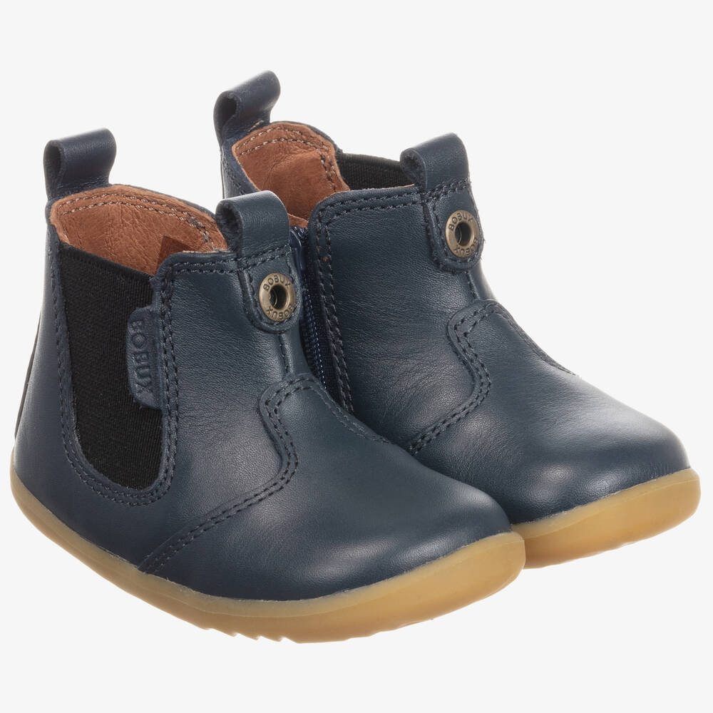 Bobux Step Up - Синие кожаные ботинки для малышей | Childrensalon