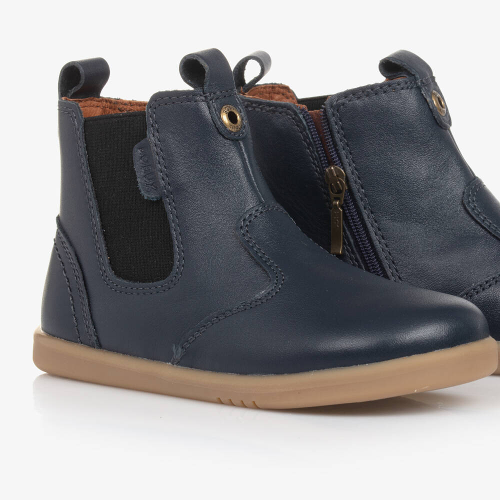 Bobux IWalk-Boys Azure Leather Zip Boots | Childrensalon Outlet