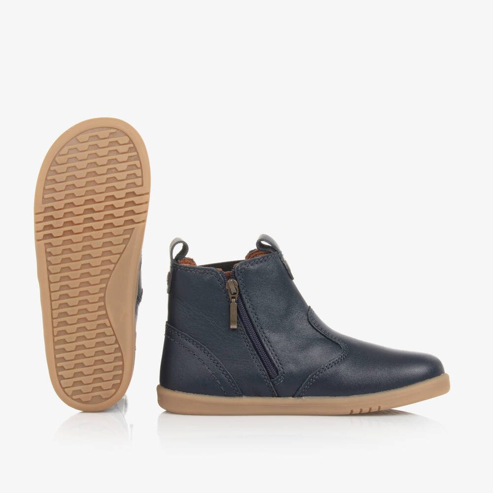 Bobux IWalk-Boys Azure Leather Zip Boots | Childrensalon Outlet