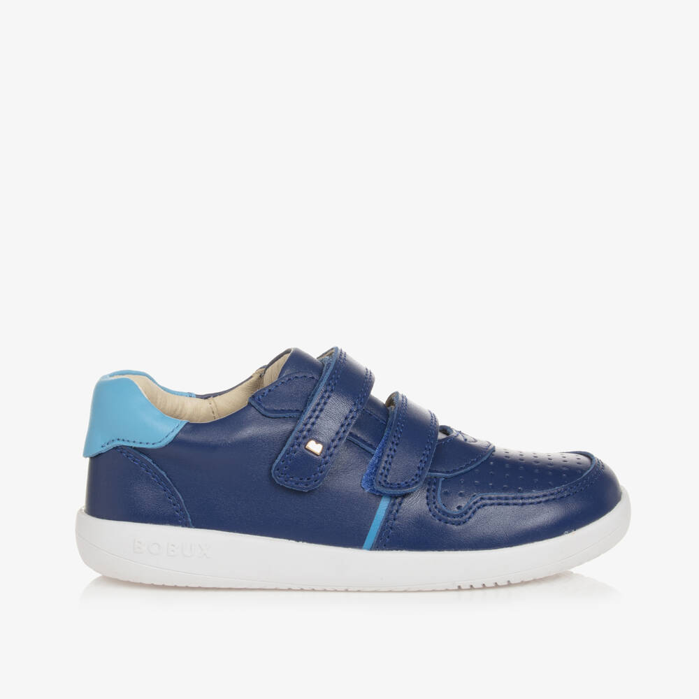 Bobux Kid +-Boys Azure Velcro Leather Sneakers | Childrensalon Outlet