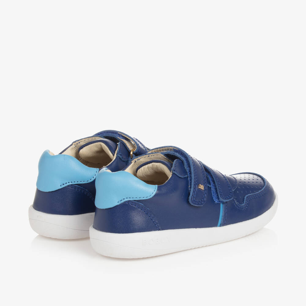 Bobux Kid +-Boys Azure Velcro Leather Sneakers | Childrensalon Outlet