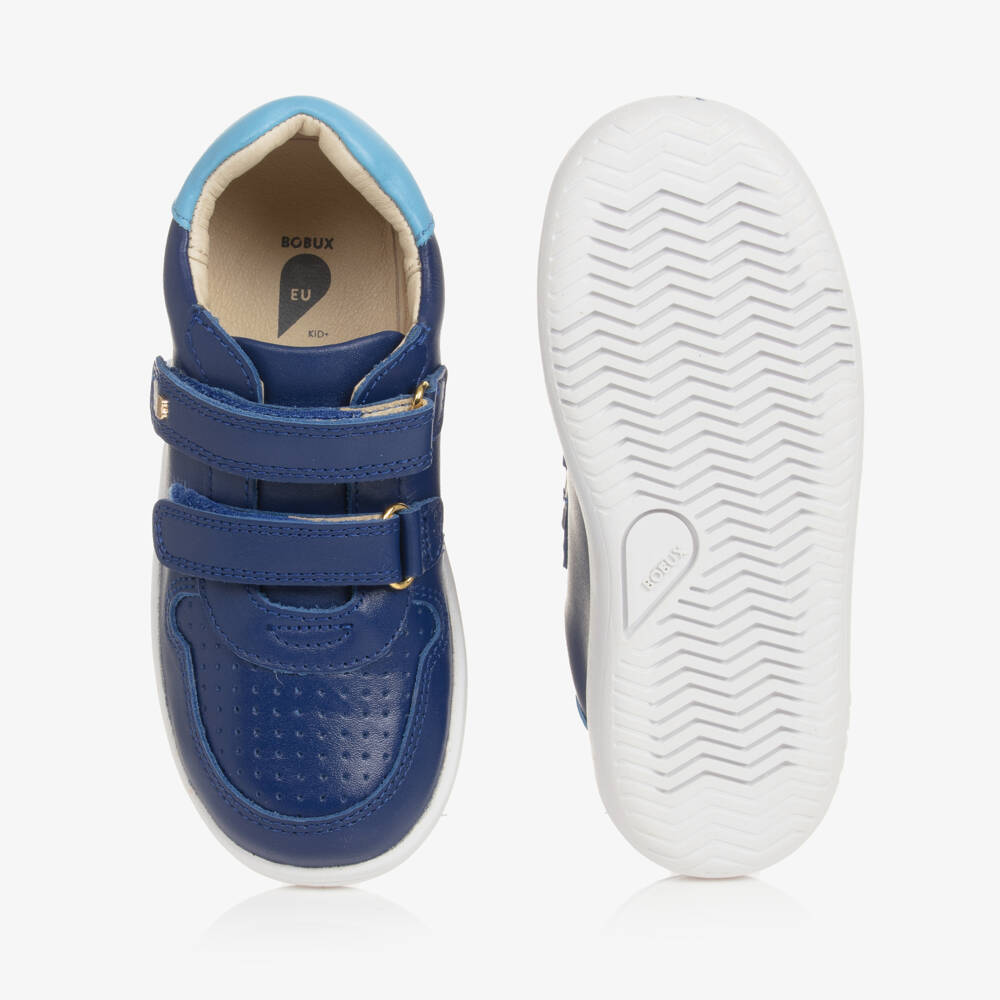 Bobux Kid +-Boys Azure Velcro Leather Sneakers | Childrensalon Outlet