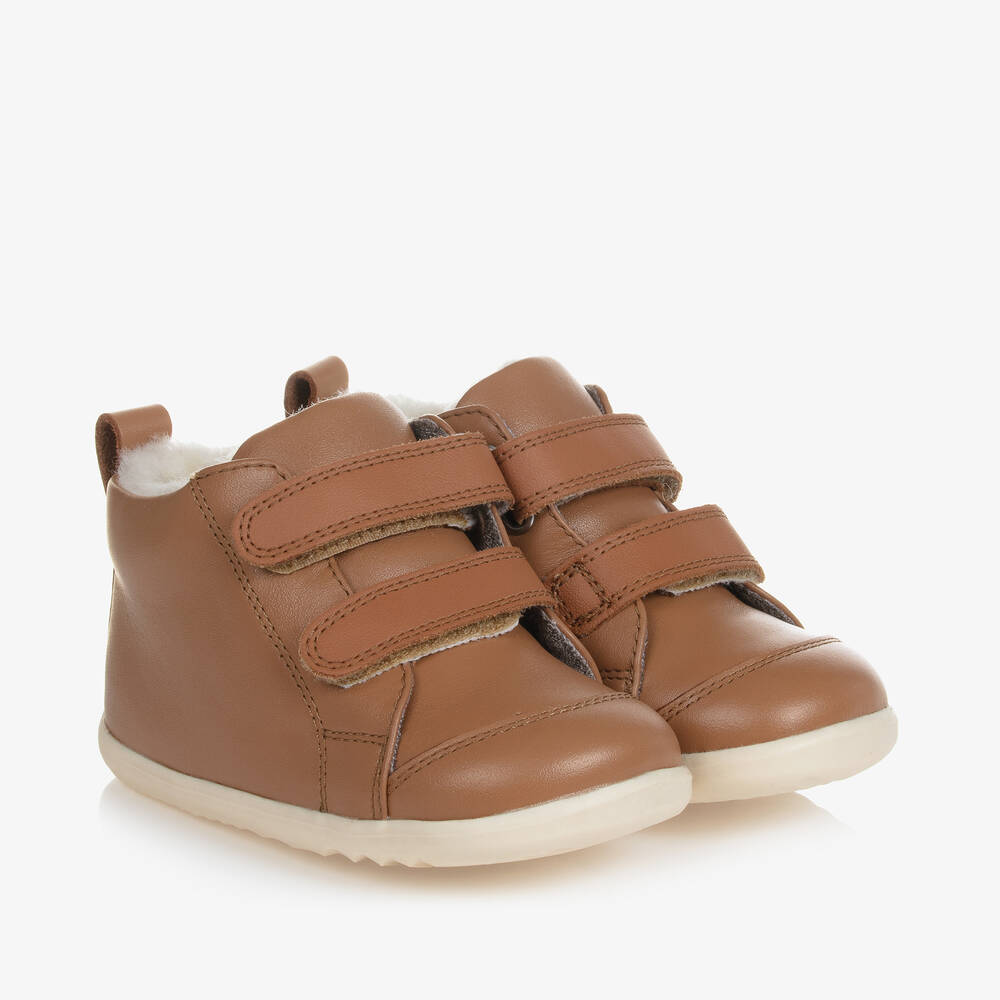 Bobux Step Up - Boys Brown Leather First Walker Boots | Childrensalon