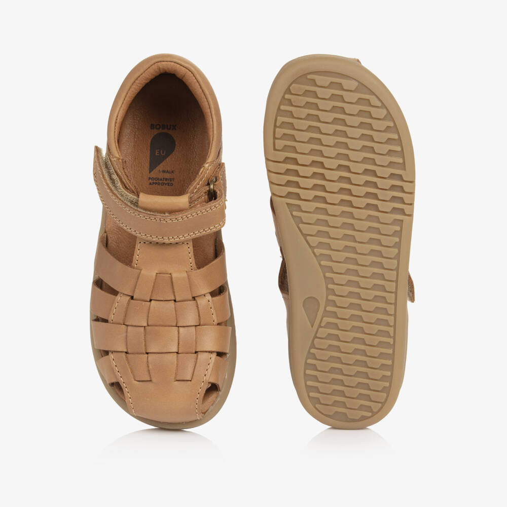 Bobux IWalk-Boys Caramel Brown Leather Sandals | Childrensalon Outlet