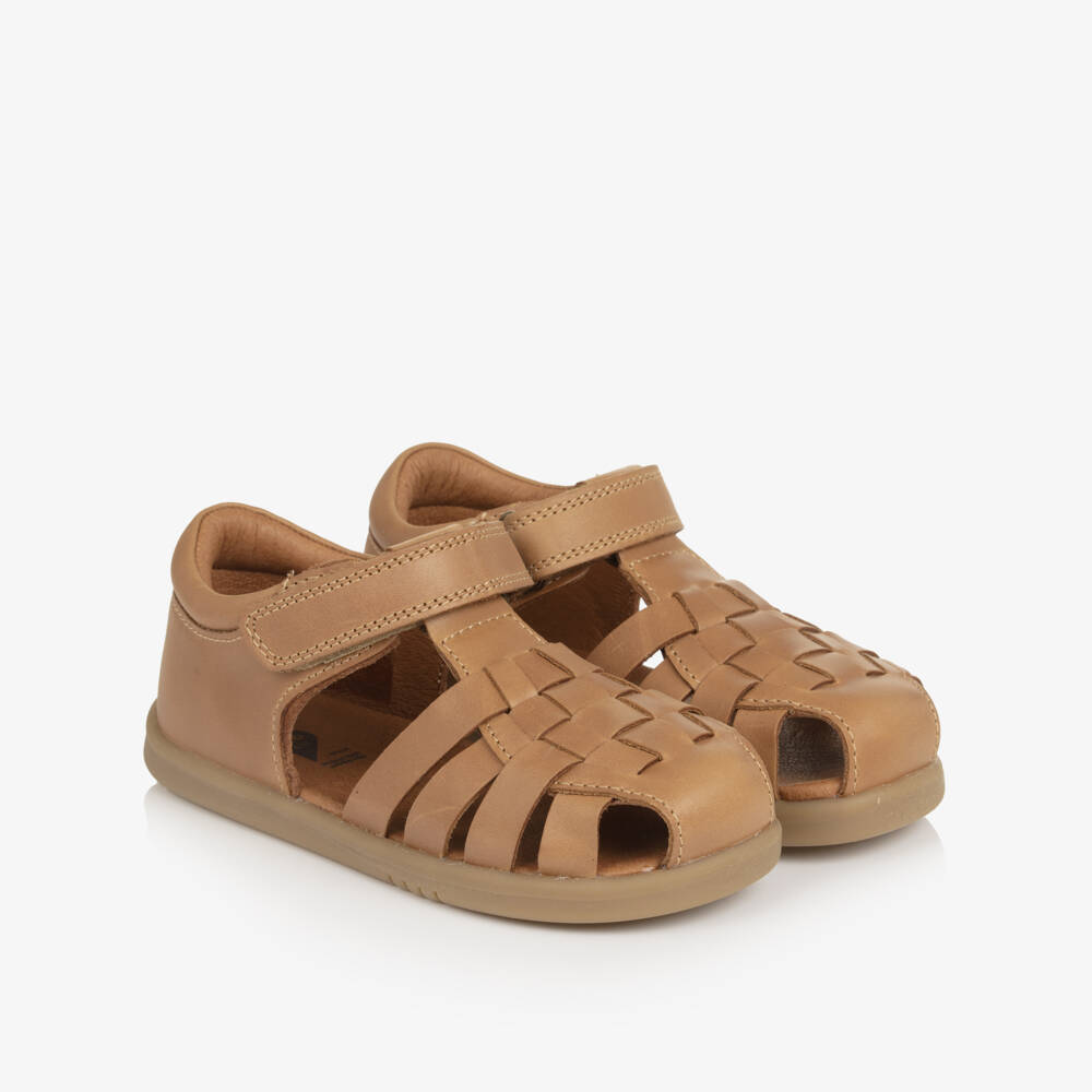 Bobux IWalk-Boys Caramel Brown Leather Sandals | Childrensalon Outlet