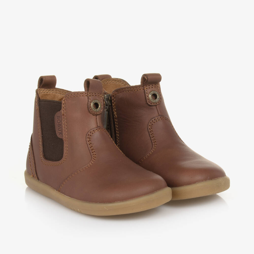 Bobux IWalk-Boys Chestnut Leather Ankle Boots | Childrensalon Outlet
