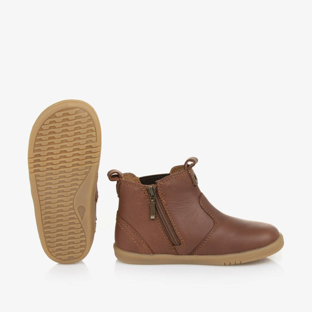 Bobux IWalk-Boys Chestnut Leather Ankle Boots | Childrensalon Outlet