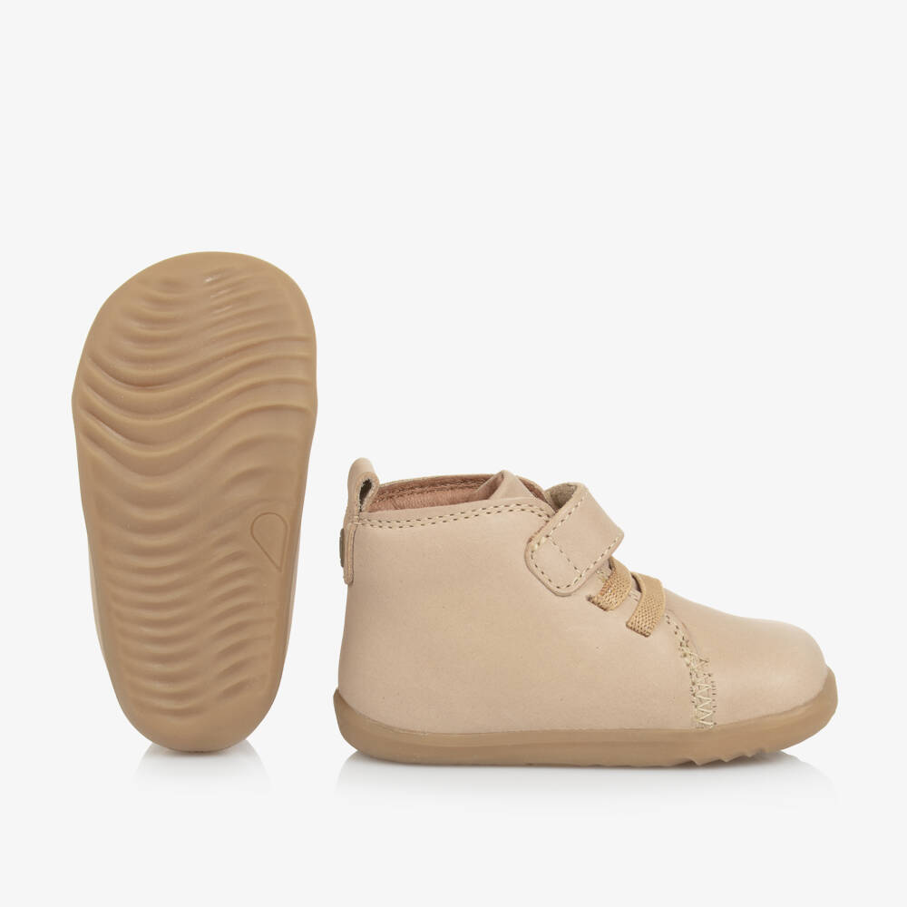 Bobux Step Up-Boys' Cream Leather Toddler Booties | Childrensalon Outlet