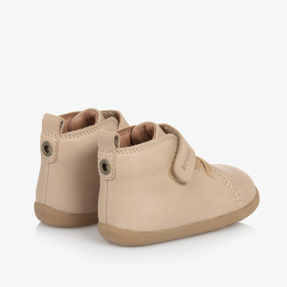 Bobux Step Up-Boys' Cream Leather Toddler Booties | Childrensalon Outlet