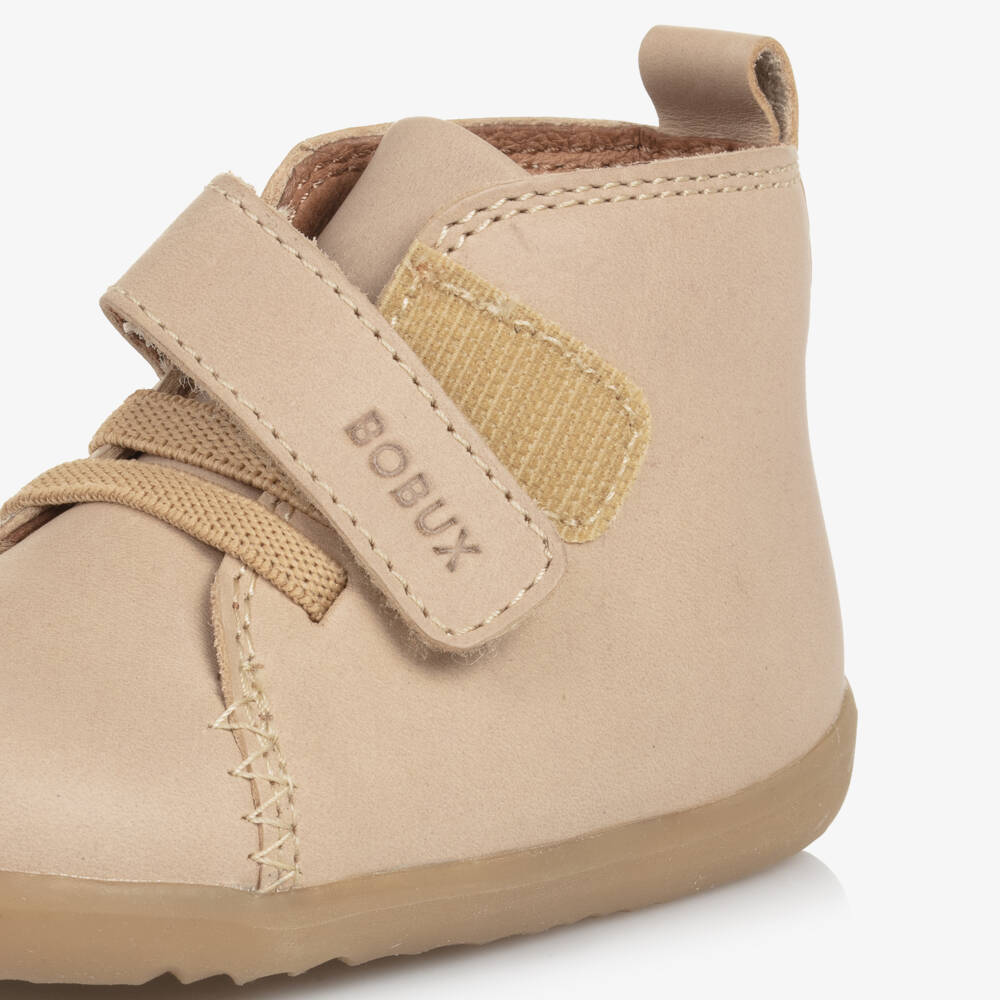Bobux Step Up-Boys' Cream Leather Toddler Booties | Childrensalon Outlet