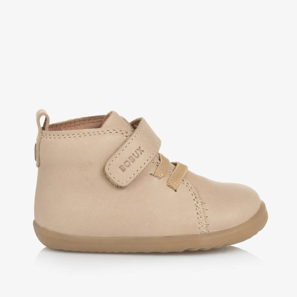 Bobux Step Up-Boys' Cream Leather Toddler Booties | Childrensalon Outlet