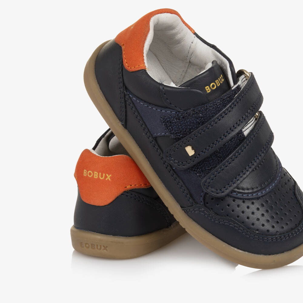 Bobux IWalk-Boys Navy Blue Leather IWalk Trainers | Childrensalon Outlet