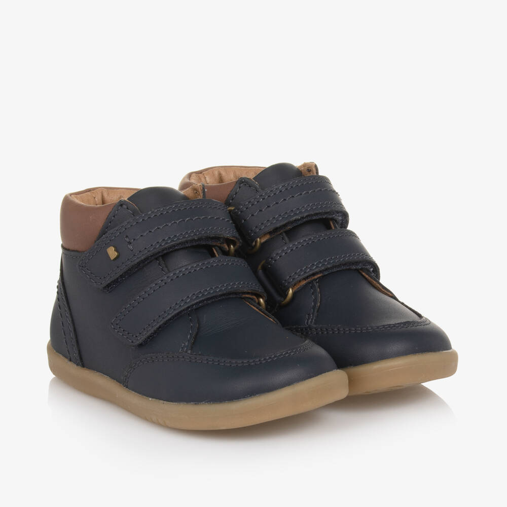 Bobux IWalk-Boys Navy Leather Strap Boots | Childrensalon Outlet