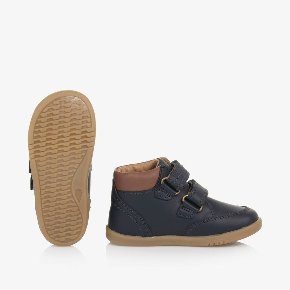 Bobux IWalk-Boys Navy Leather Strap Boots | Childrensalon Outlet