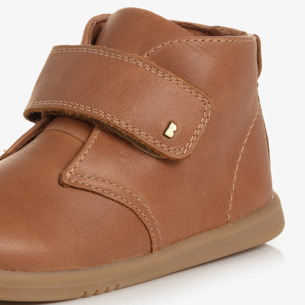 Bobux-Boys Tan Brown Leather Velcro Boots | Childrensalon Outlet