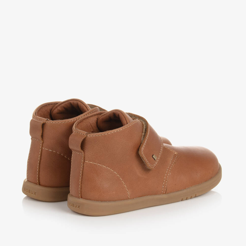 Bobux-Boys Tan Brown Leather Velcro Boots | Childrensalon Outlet
