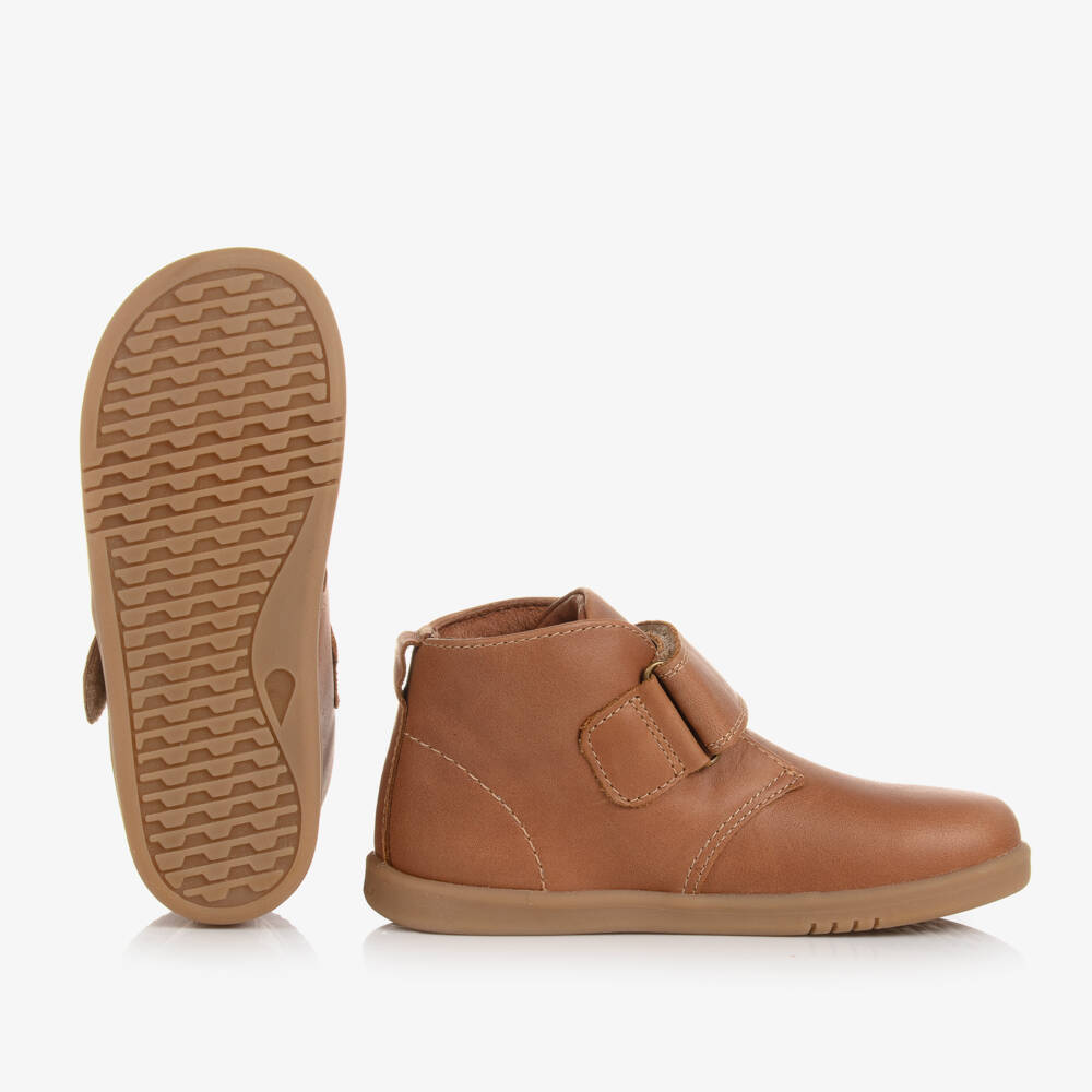 Bobux-Boys Tan Brown Leather Velcro Boots | Childrensalon Outlet