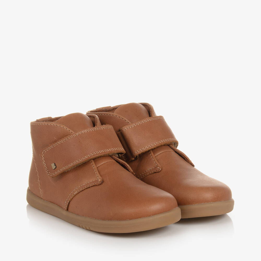 Bobux-Boys Tan Brown Leather Velcro Boots | Childrensalon Outlet