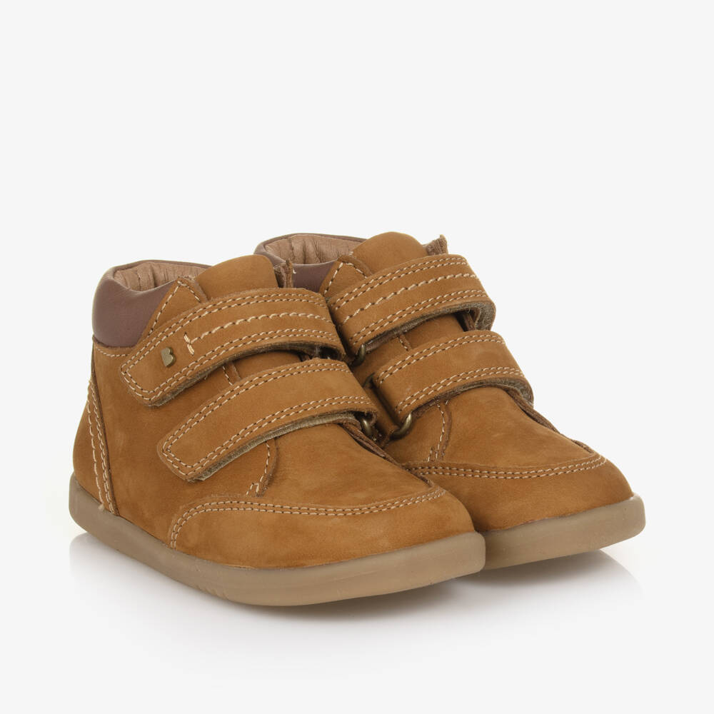Bobux IWalk-Boys Tan Suede Velcro Ankle Boots | Childrensalon Outlet