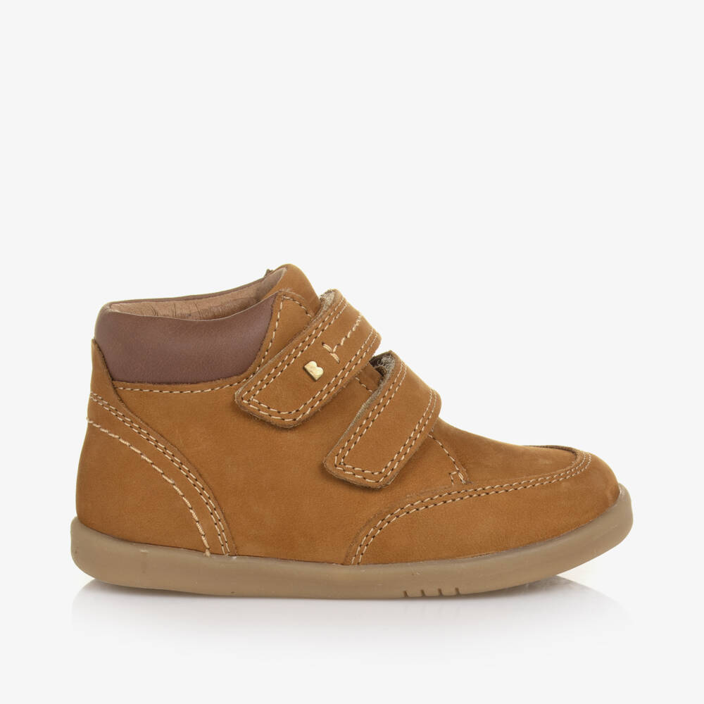 Bobux IWalk-Boys Tan Suede Velcro Ankle Boots | Childrensalon Outlet
