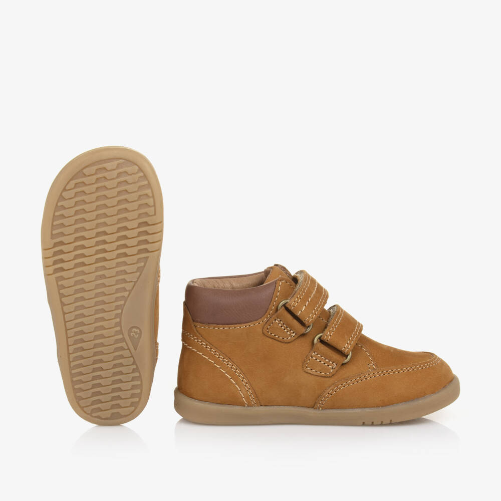 Bobux IWalk-Boys Tan Suede Velcro Ankle Boots | Childrensalon Outlet