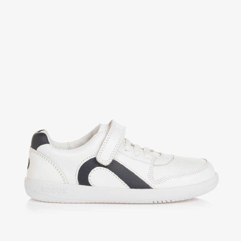 Bobux Kid +-Boys White & Blue Comet Sneakers | Childrensalon Outlet